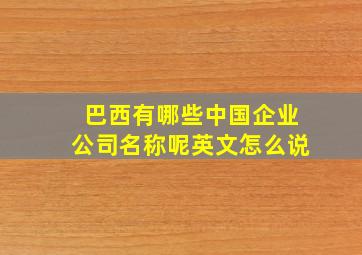 巴西有哪些中国企业公司名称呢英文怎么说