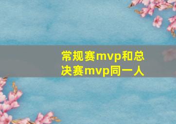 常规赛mvp和总决赛mvp同一人