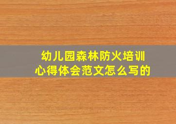 幼儿园森林防火培训心得体会范文怎么写的