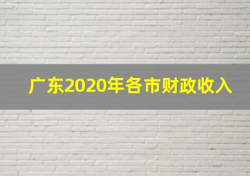 广东2020年各市财政收入