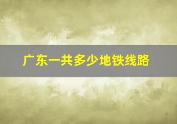 广东一共多少地铁线路