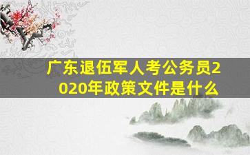 广东退伍军人考公务员2020年政策文件是什么