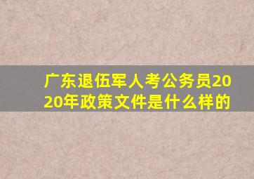 广东退伍军人考公务员2020年政策文件是什么样的