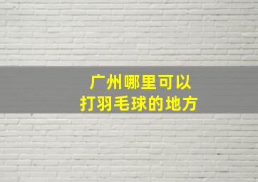 广州哪里可以打羽毛球的地方