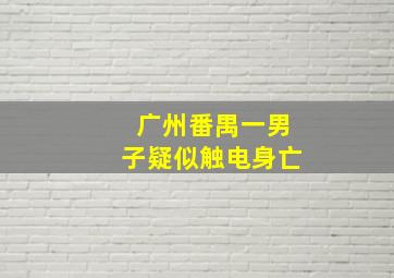 广州番禺一男子疑似触电身亡