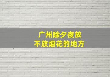 广州除夕夜放不放烟花的地方