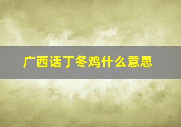 广西话丁冬鸡什么意思