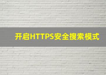 开启HTTPS安全搜索模式