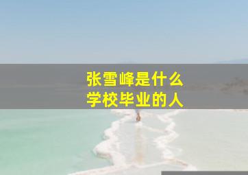 张雪峰是什么学校毕业的人