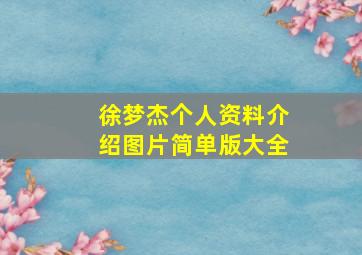 徐梦杰个人资料介绍图片简单版大全