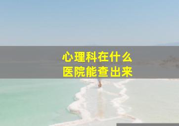 心理科在什么医院能查出来