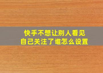 快手不想让别人看见自己关注了谁怎么设置