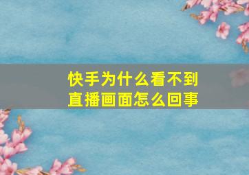 快手为什么看不到直播画面怎么回事