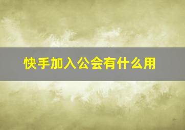 快手加入公会有什么用