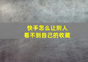 快手怎么让别人看不到自己的收藏