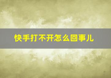 快手打不开怎么回事儿