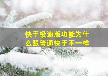 快手极速版功能为什么跟普通快手不一样