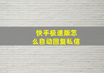 快手极速版怎么自动回复私信