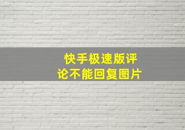 快手极速版评论不能回复图片