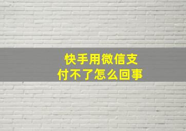 快手用微信支付不了怎么回事