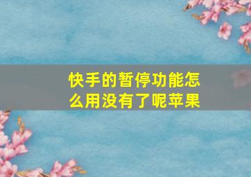 快手的暂停功能怎么用没有了呢苹果