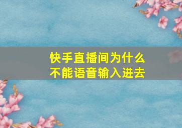 快手直播间为什么不能语音输入进去