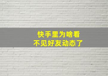 快手里为啥看不见好友动态了