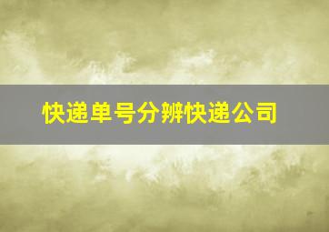 快递单号分辨快递公司