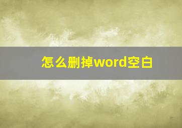 怎么删掉word空白