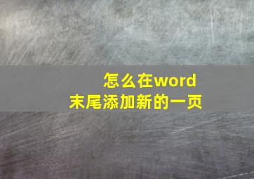 怎么在word末尾添加新的一页