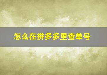 怎么在拼多多里查单号