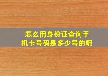 怎么用身份证查询手机卡号码是多少号的呢