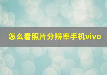 怎么看照片分辨率手机vivo