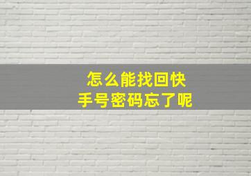 怎么能找回快手号密码忘了呢