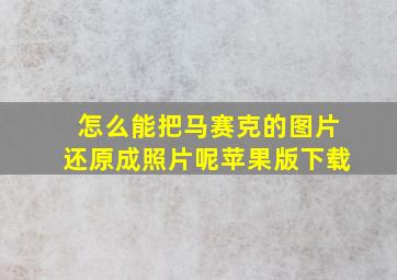 怎么能把马赛克的图片还原成照片呢苹果版下载