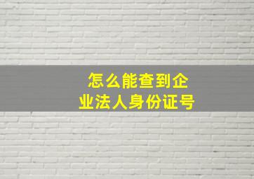 怎么能查到企业法人身份证号