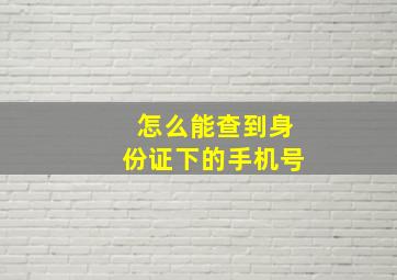 怎么能查到身份证下的手机号