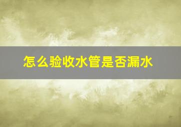 怎么验收水管是否漏水