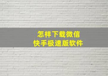 怎样下载微信快手极速版软件