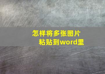 怎样将多张图片粘贴到word里