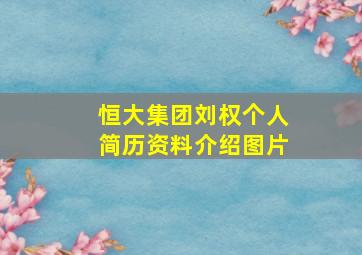 恒大集团刘权个人简历资料介绍图片