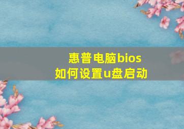 惠普电脑bios如何设置u盘启动