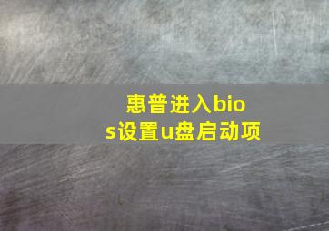 惠普进入bios设置u盘启动项