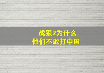 战狼2为什么他们不敢打中国