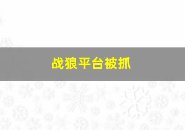 战狼平台被抓