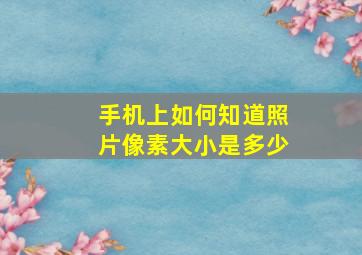 手机上如何知道照片像素大小是多少