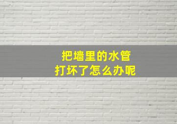 把墙里的水管打坏了怎么办呢