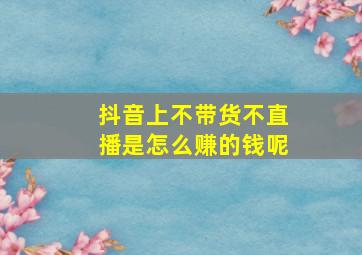 抖音上不带货不直播是怎么赚的钱呢