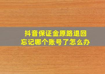 抖音保证金原路退回忘记哪个账号了怎么办