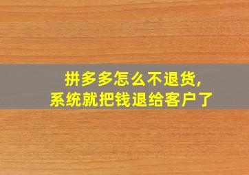 拼多多怎么不退货,系统就把钱退给客户了